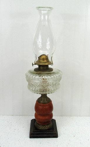Antique oil lamp - square, metal
