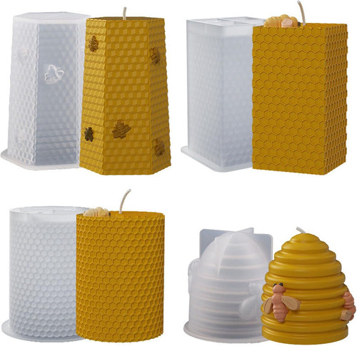 4pcs bee honeycomb - honeycomb, candle