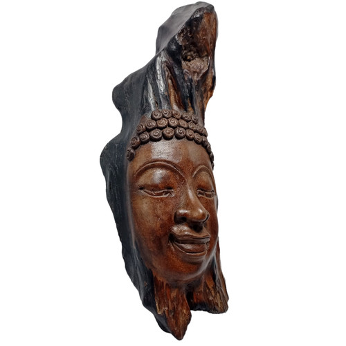 Driftwood buddha face wood - buddha,