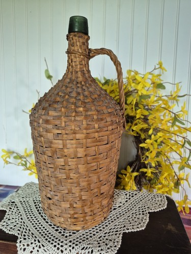 Vintage wicker wrapped green - vintage, wicker-wrapped