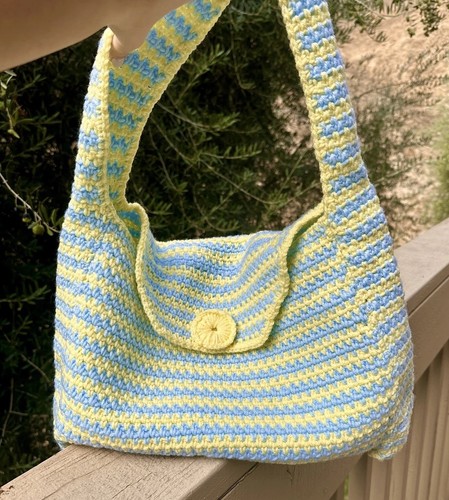 Vintage crochet handbag blue - crochet,