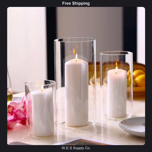 Piece glass hurricane candle - glass,