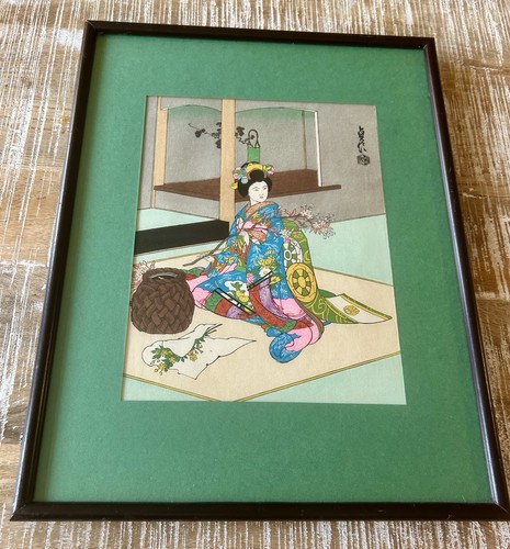 Antique japanese framed matted - antique,
