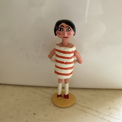 Mid century girl figurine - , red