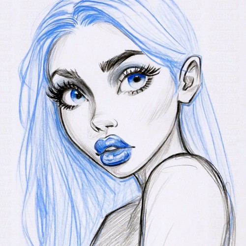 Original art pretty girl - original,