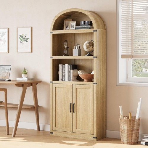 Arched bookcase with doors - arched,