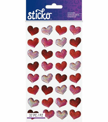 Sticko red bubble hearts epoxy - red,