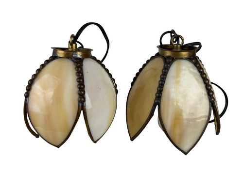 Pair vtg beige slag - pair,