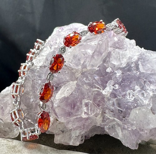 Orange garnet tennis bracelet - orange,