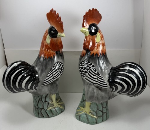 Pair vintage rooster - of,
