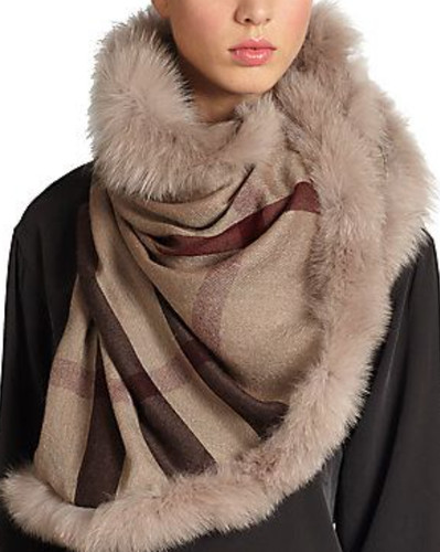 Burberry scarf fox trimmed - burberry,