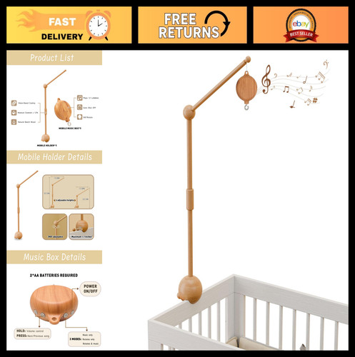 Adjustable crib mobile arm - adjustable,
