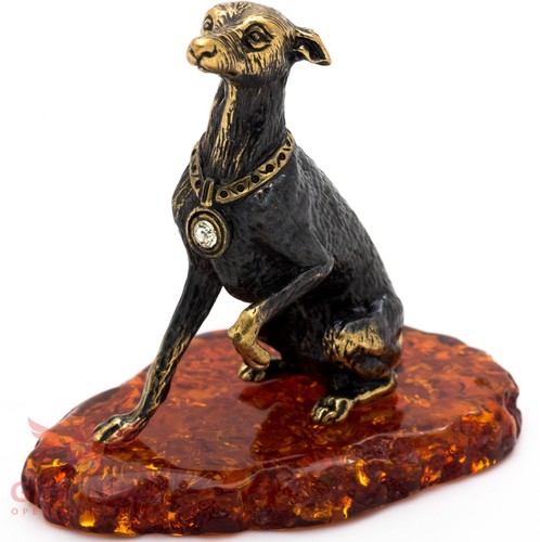Solid brass amber figurine - amber,