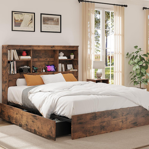 Queen size bed frame with - frame, high