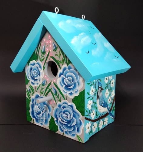 Floral birdhouse handcrafted - floral,