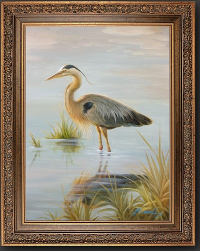 Framed oil painting - framed, blue
