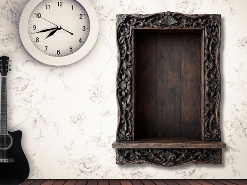 Ornate carved wood wall - carved, niche