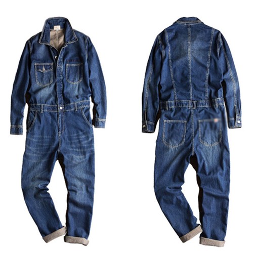 Classic men denim jumpsuit - denim,