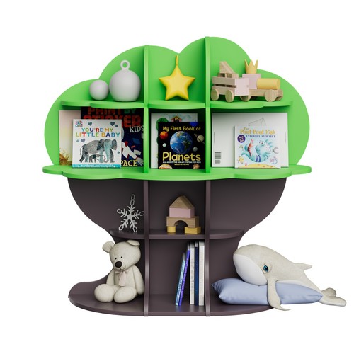 Green tree kids bookshelf - kids,