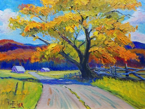 Road autumn tree mountains - road,