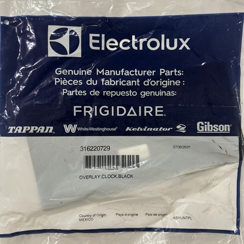 Frigidaire 316220729 overlay - 316220729,