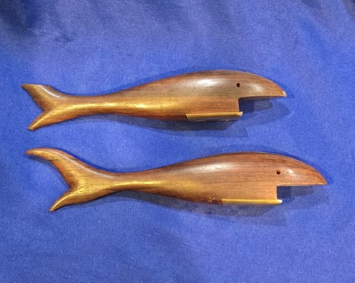 Vtg danish teak wood brass - wood,