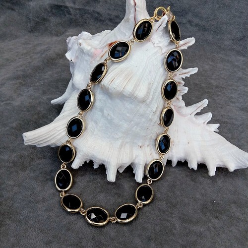 Black onyx necklace oval - 16",