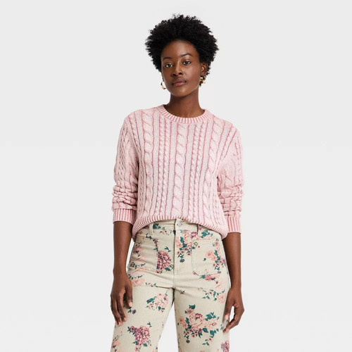 Women western cable crewneck - cable,