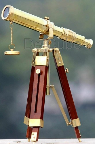 Brass telescope with wooden - brass,