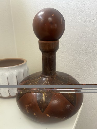 Leather cognac liquor decanter - leather,