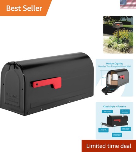 Elegant medium black mailbox - medium,