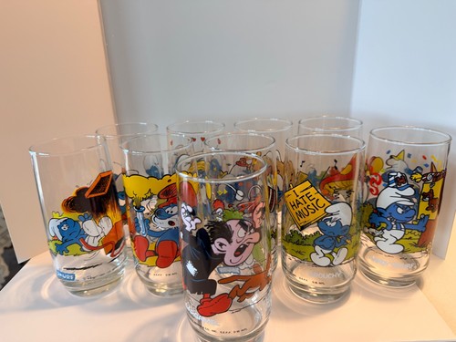 Ten smurf glasses 1982 1983 - ten, 1982/1983