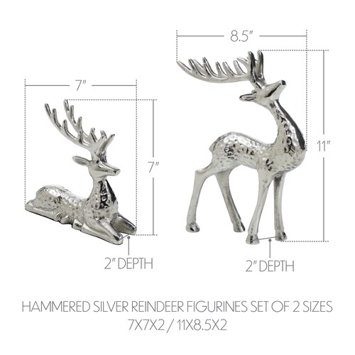 Hammered silver reindeer - hammered,