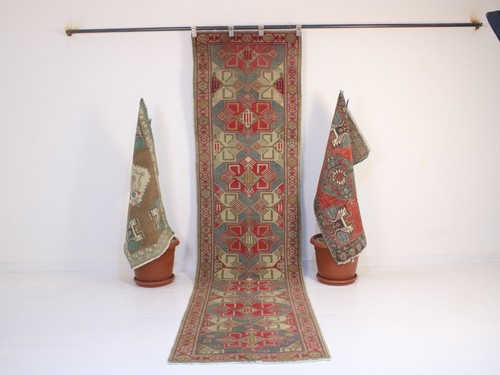 3x10 red blue beige - beige, runner