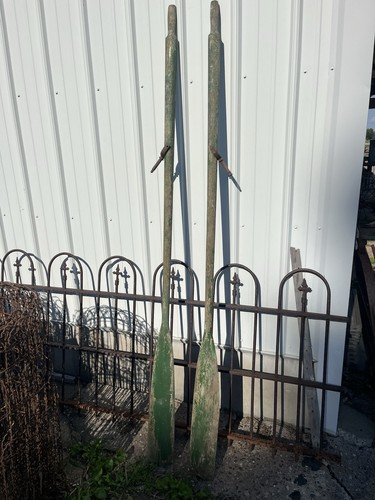 Antique green boat oars - green, /