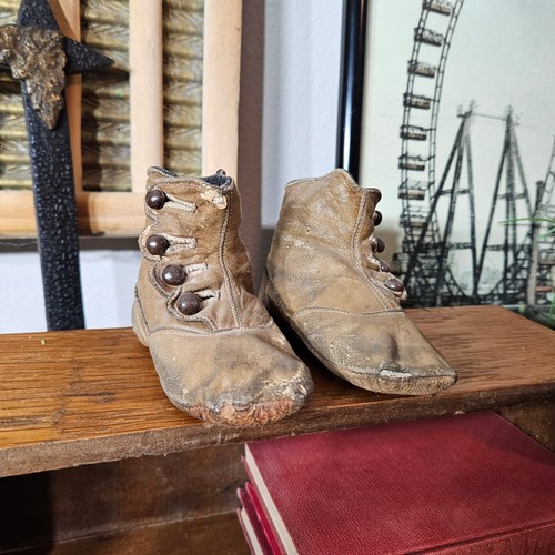 Antique button baby shoes - antique,