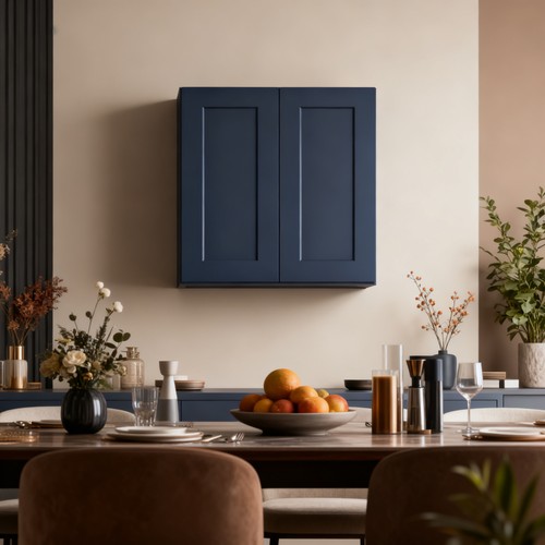 Navy blue shaker wall - blue, cabinet