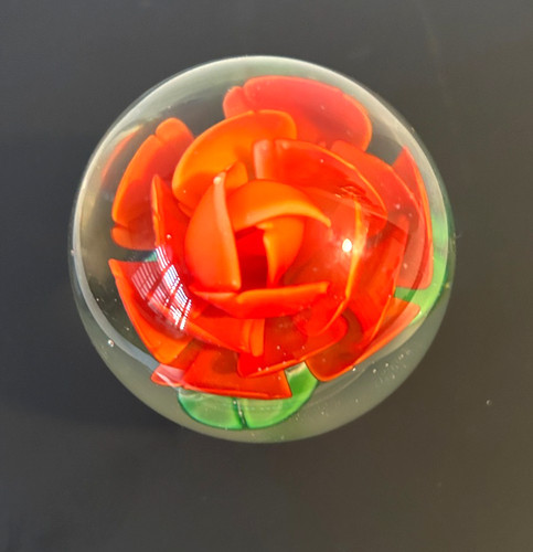Vtg studio art glass rose - art,