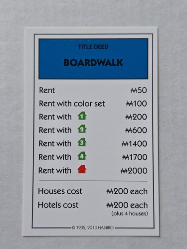 2013 monopoly boardwalk - 2013,