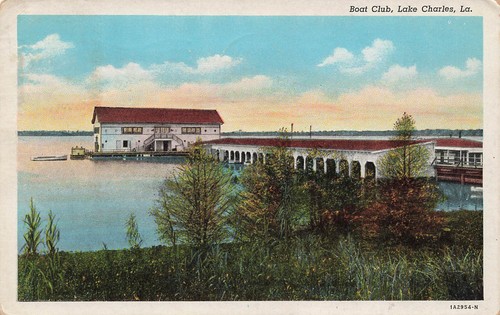 Boat club lake postcard - boat,