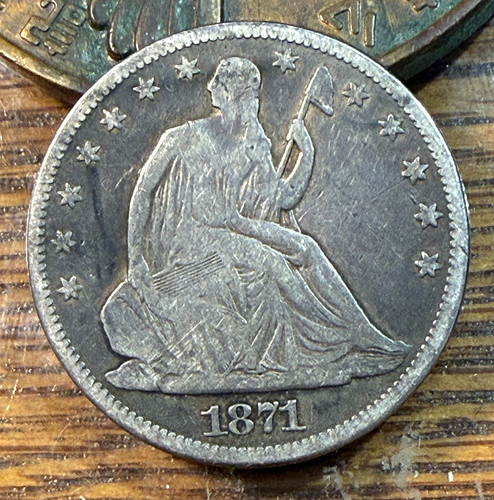 1871 seated liberty half - seated,