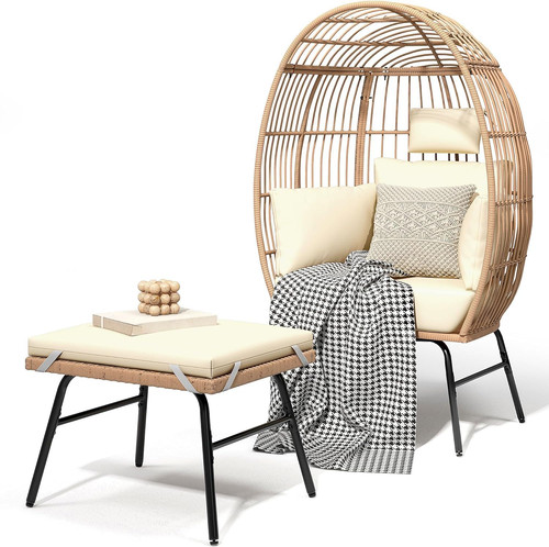 Beige accent egg chair with - accent,