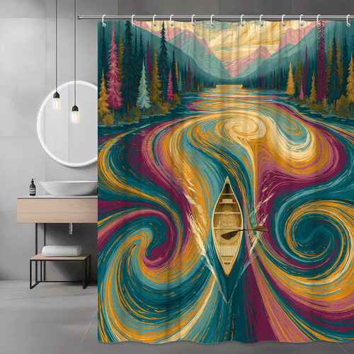 Abstract river canoe - river, shower