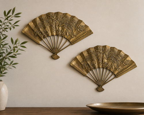 Vintage brass phoenix fan wall - vintage,