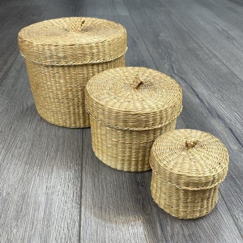 Vintage wicker nesting storage - wicker,