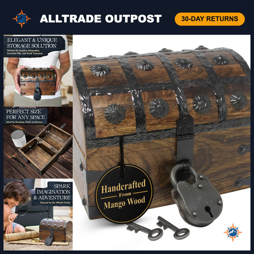 Small wooden pirate treasure - pirate,