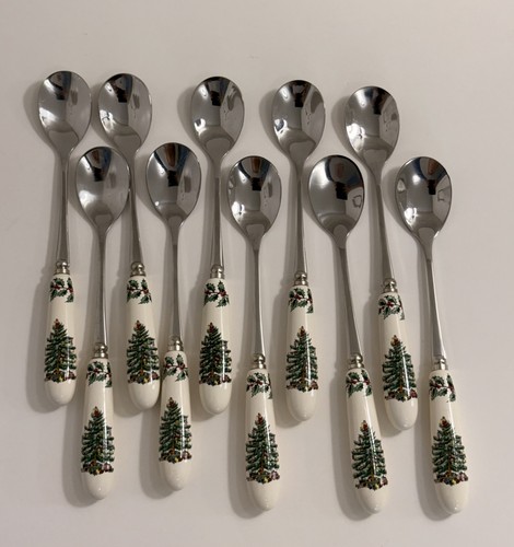 Spode christmas tree teaspoons - christmas,