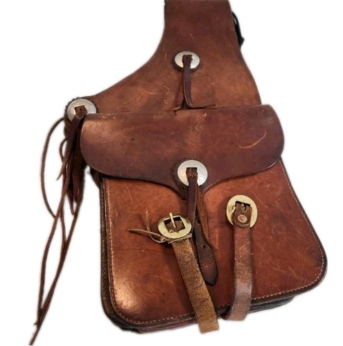 Old leather ranch saddlebag - old,