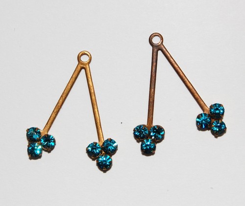 Vintage raw brass cherry - brass, "cherry"