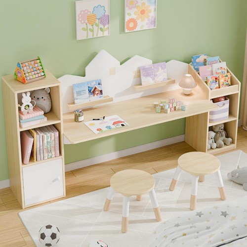 Kids desk with - with, bookshelves